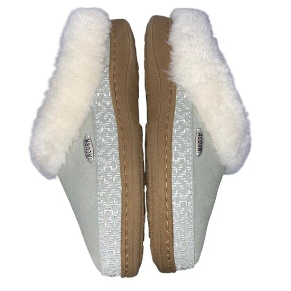 Acorn Women's Greta Embroidered Clog Slipper shoes suede desert sage size 5-6 - Picture 9 of 9